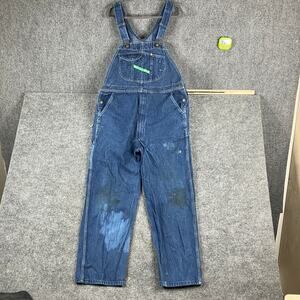 Key Distressed Overalls Men Size 40x32 Blue Denim Workwear Stained Bib Carpenter